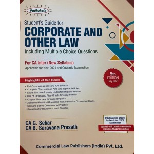 Padhuka's Corporate & Other Laws with MCQs for CA Inter November 2022 Exam [New Syllabus] by CA. G. Sekar & CA. B. Saravana Prasath | Commercial Law Publisher